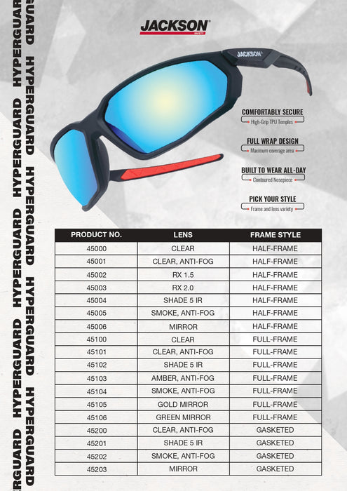 12 Pair SAFETY GLASSES - HYPERGUARD - Detectable Warning Products