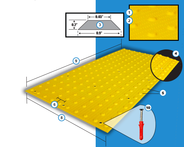 Composite GLUE DOWN Detectable Warning Panel ALERT TILE - Detectable Warning Products