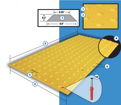 Surface Mount Anchor ALERT TILE - Detectable Warning Products