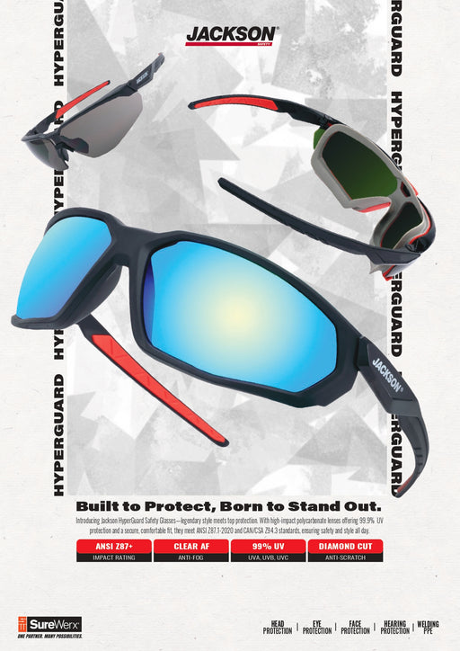 12 Pair SAFETY GLASSES - HYPERGUARD - Detectable Warning Products