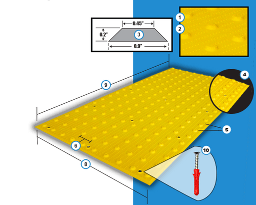 Composite GLUE DOWN Detectable Warning Panel ALERT TILE - Detectable Warning Products